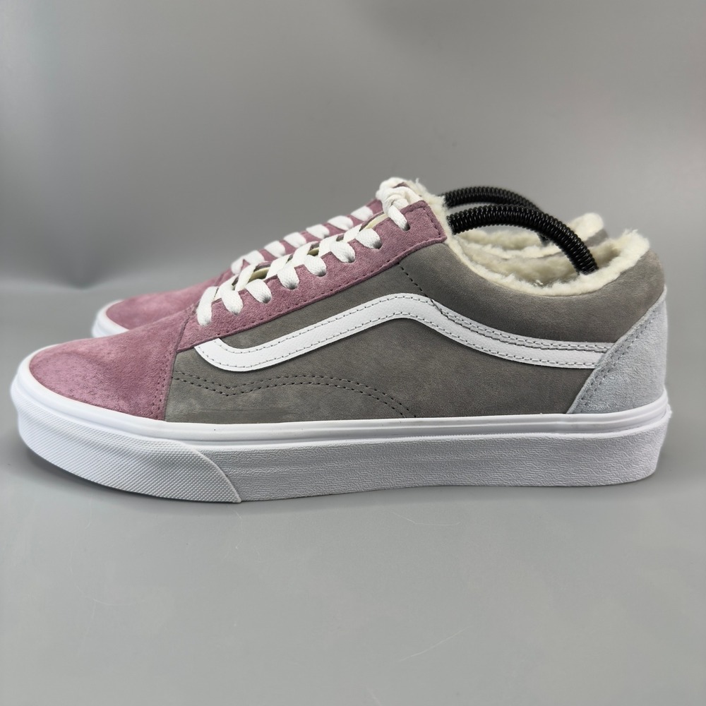 Vans Old Skool Mens 9.5 9 1/2 Pink Gray Blue Shoes Sherpa Suede Water Repellent - Picture 4 of 16